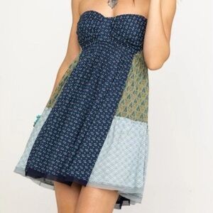 Free People Across the Sea Paisley Printed Blue Green Boho Top E